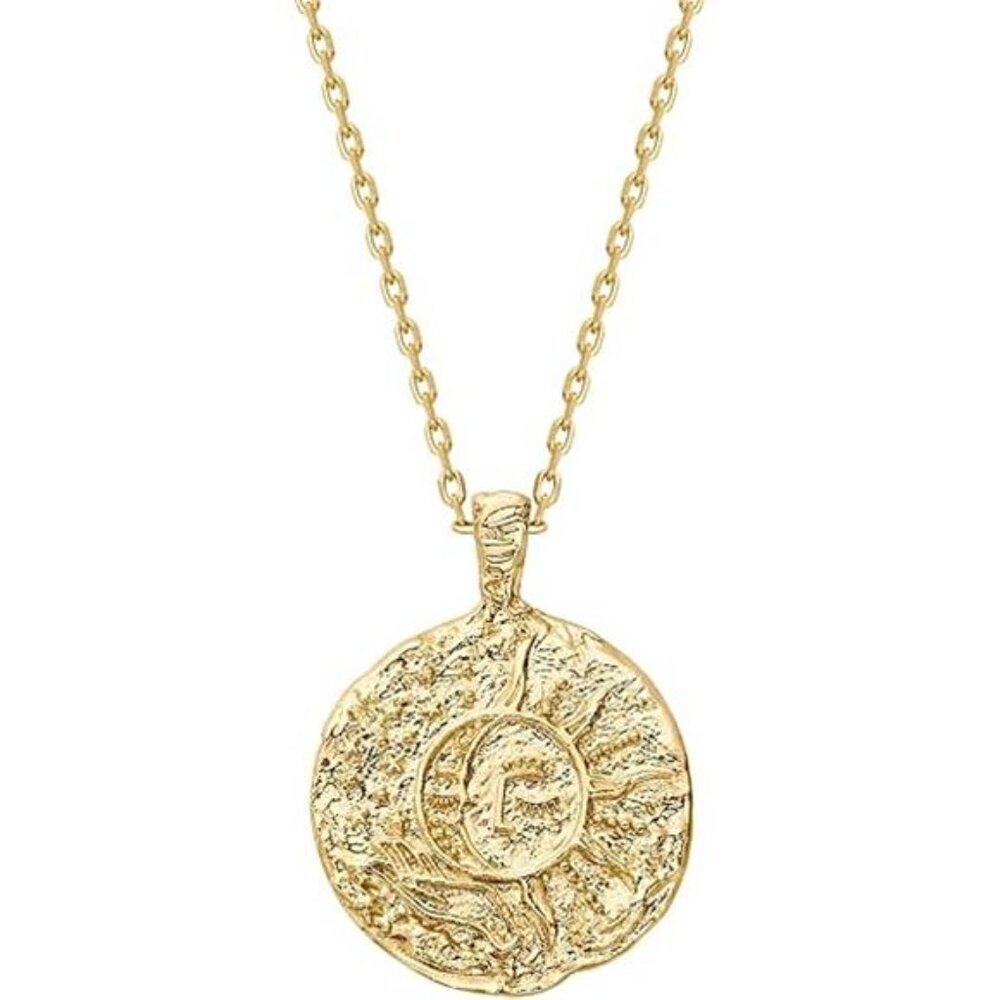 PAVOI 14K Gold Plated Engraved Coin Pendant Necklaces for Women | Byzantine - Picture 7 of 7